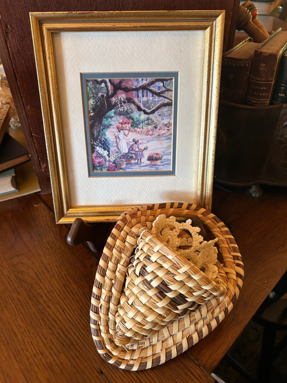 Charleston Sweetgrass Basket and Framed Gullah Print